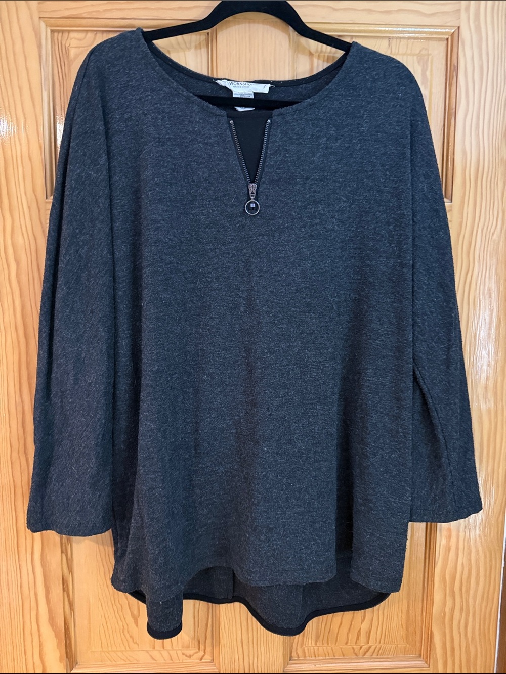 Workshop Republic Clothing Charcoal Zip-Neck Pullover